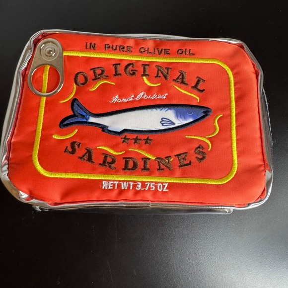 Handbags - Viral Sardine Can Shiny Bag Embroidered Textured Cosmetic Pouch‎ Funky Unique